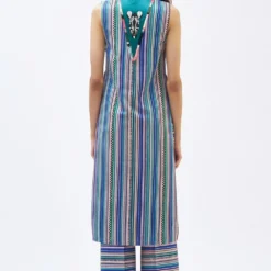Kshitij Jalori Charley Stripe Forest Blue Kurta Set -Textalux Sales 23523kj43 5
