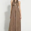 431-88 By Shweta Kapur Sepia Crushed Halter Neck Jumpsuit -Textalux Sales 23new14 1