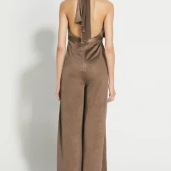431-88 By Shweta Kapur Sepia Crushed Halter Neck Jumpsuit -Textalux Sales 23new14 3