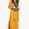 Heirloom By Rara Avis Yellow Ochre Embroidered Column Dress -Textalux Sales 23rh34 1 1