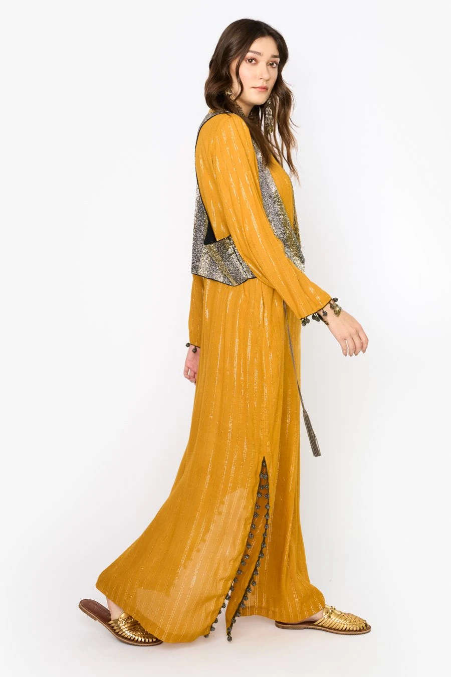 Heirloom By Rara Avis Yellow Ochre Embroidered Column Dress 4 Heirloom By Rara Avis Yellow Ochre Embroidered Column Dress - Image 2