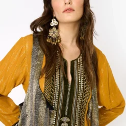 Heirloom By Rara Avis Yellow Ochre Embroidered Column Dress 8 Heirloom By Rara Avis Yellow Ochre Embroidered Column Dress -Textalux Sales 23rh34 3 1