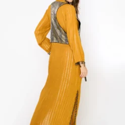 Heirloom By Rara Avis Yellow Ochre Embroidered Column Dress 9 Heirloom By Rara Avis Yellow Ochre Embroidered Column Dress -Textalux Sales 23rh34 4 1