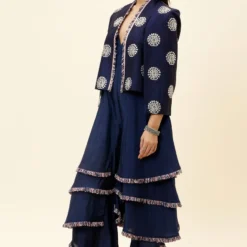 SVA Blue Noor Jacket & A Layered Jumpsuit -Textalux Sales 23sva87 2