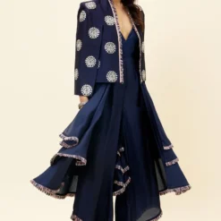SVA Blue Noor Jacket & A Layered Jumpsuit -Textalux Sales 23sva87 4