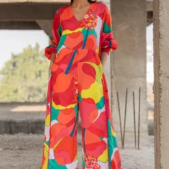 Pooja Keyur Colour Burst V-neck Jumpsuit