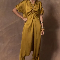 431-88 By Shweta Kapur Olive Green Lounge Jumpsuit