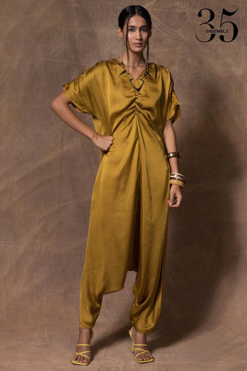 431-88 By Shweta Kapur Olive Green Lounge Jumpsuit 3 431-88 By Shweta Kapur Olive Green Lounge Jumpsuit