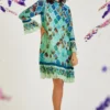 Varun Bahl Pret Cyan Moroccan Printed A-line Dress -Textalux Sales 24723vb38 1