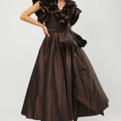 Gauri & Nainika Black Wrap Dress