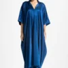Three Electric Blue V-neck Kaftan Set -Textalux Sales 251023tw21 1