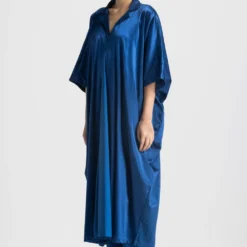 Three Electric Blue V-neck Kaftan Set 6 Three Electric Blue V-neck Kaftan Set -Textalux Sales 251023tw21 2