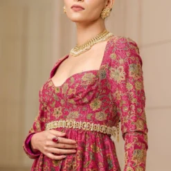 Tarun Tahiliani Fuchsia Chintz Printed Jumpsuit 8 Tarun Tahiliani Fuchsia Chintz Printed Jumpsuit -Textalux Sales 2510ttc3 3