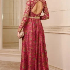 Tarun Tahiliani Fuchsia Chintz Printed Jumpsuit 9 Tarun Tahiliani Fuchsia Chintz Printed Jumpsuit -Textalux Sales 2510ttc3 4