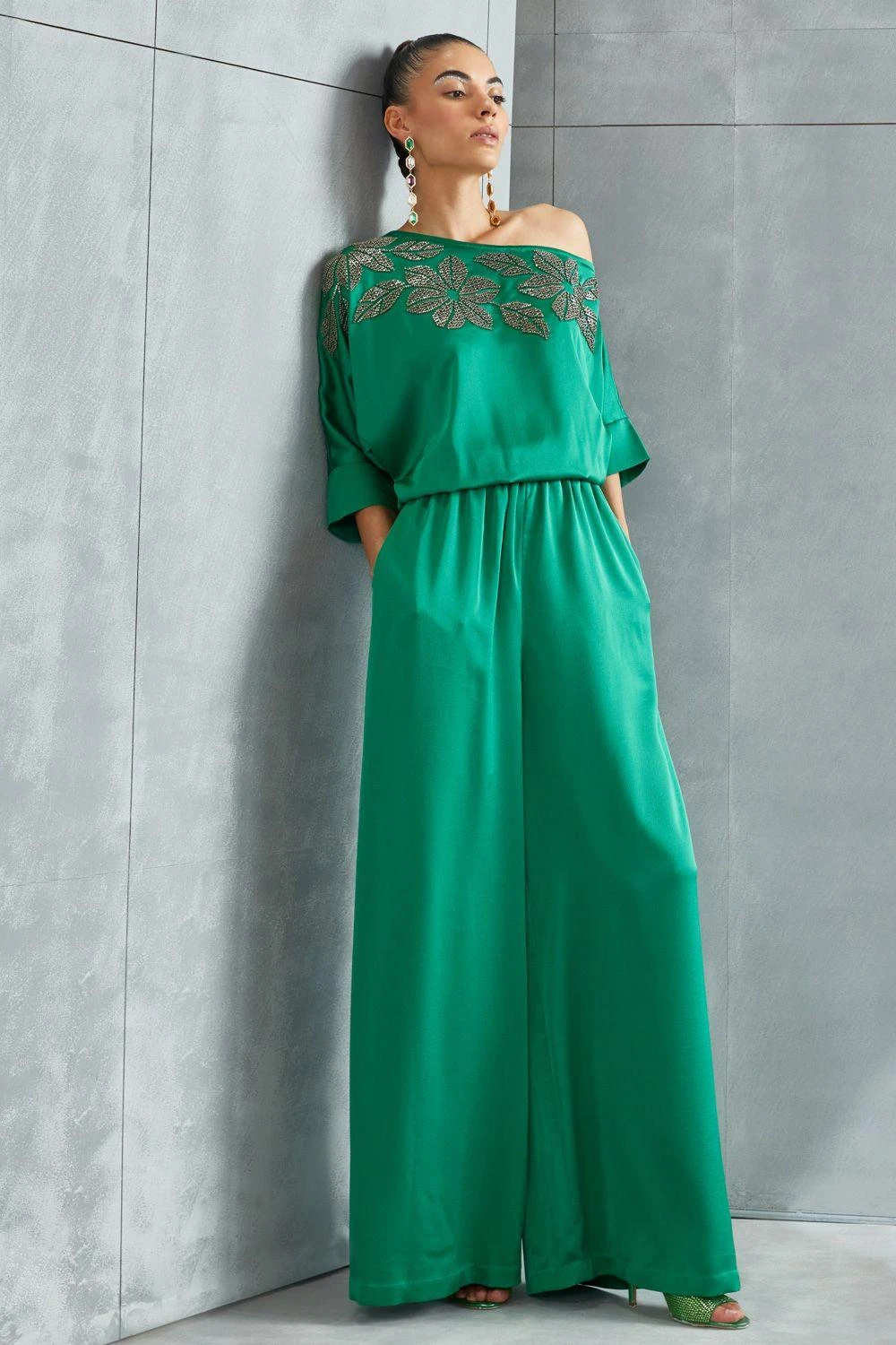 Namrata Joshipura River Leaf Drop Shoulder Jumpsuit 4 Namrata Joshipura River Leaf Drop Shoulder Jumpsuit - Image 2