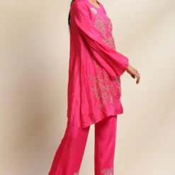 ONE NOT TWO Pink Floral Kurta With Flared Pants -Textalux Sales 25723ont5 3