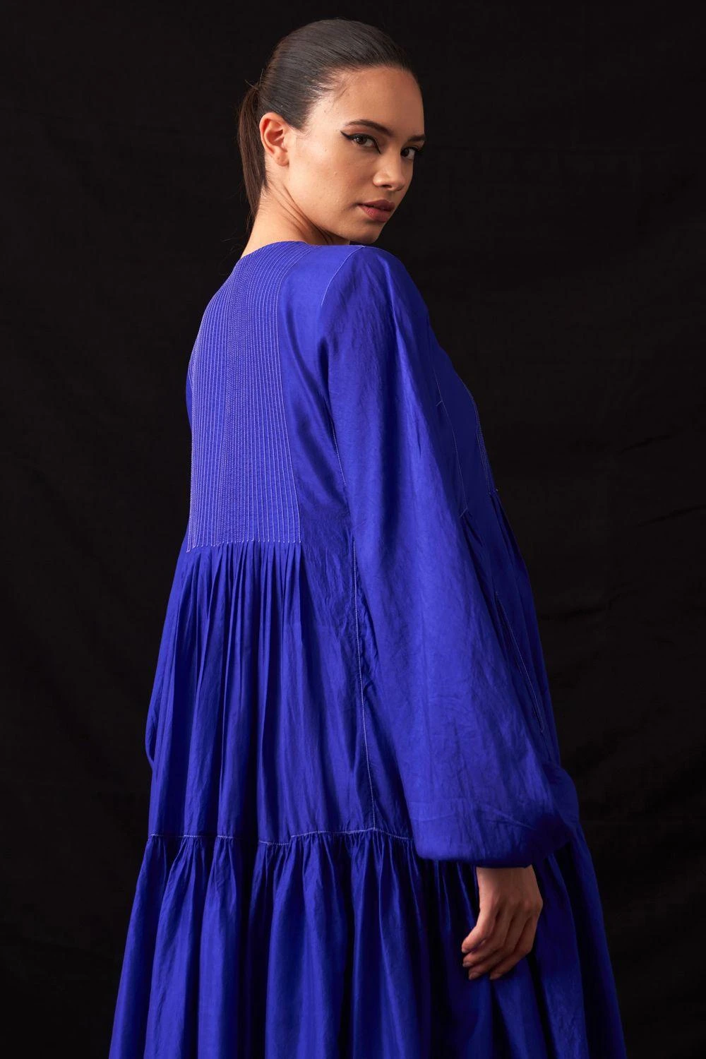 Amrich Ari Blue Handwoven Tiered Dress 6 Amrich Ari Blue Handwoven Tiered Dress - Image 4