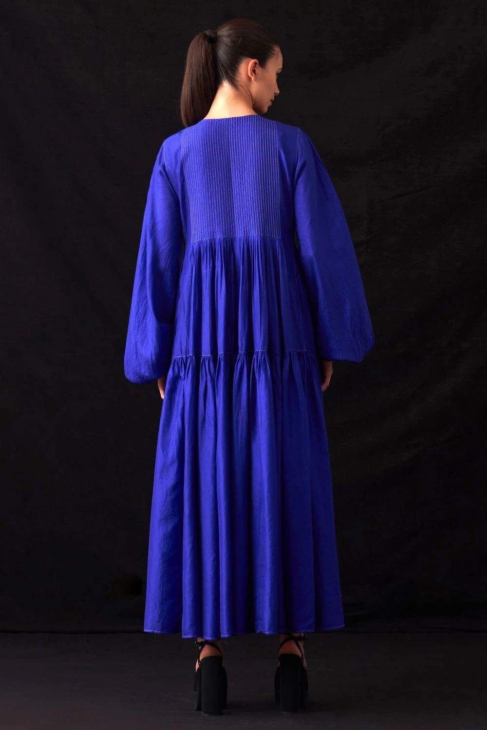 Amrich Ari Blue Handwoven Tiered Dress 7 Amrich Ari Blue Handwoven Tiered Dress - Image 5