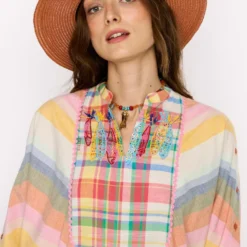 Rara Avis Willbow Rainbow Striped Hand Embroidered Dress -Textalux Sales 25ra49 3