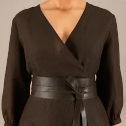 AMPM Alfa Mocha Brown Linen Jumpsuit -Textalux Sales 261223ampm14 3