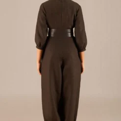 AMPM Alfa Mocha Brown Linen Jumpsuit -Textalux Sales 261223ampm14 4