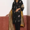 Shorshe Shahi Kurta Set In Black Banarasi Brocade -Textalux Sales 261223she11 1