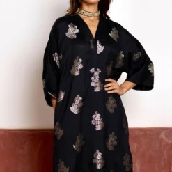 Shorshe Shahi Kurta Set In Black Banarasi Brocade -Textalux Sales 261223she11 3