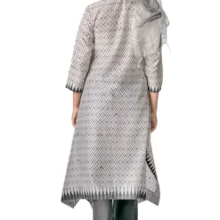 Krishna Mehta Off-white Chanderi Checkered Tunic -Textalux Sales 264kmw19 3