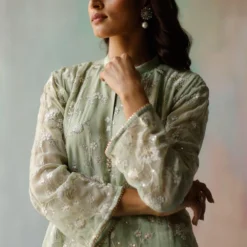 Begum Pret Mint Green Kurta Set With Dhoti Pants -Textalux Sales 266bepm17 3