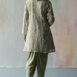 Begum Pret Mint Green Kurta Set With Dhoti Pants -Textalux Sales 266bepm17 5