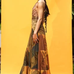 Nikita Mhaisalkar Tropical Mustard African Baroque Embroidered Dress -Textalux Sales 2710nm4 2