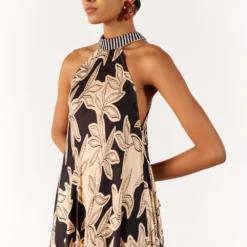 Studio RIGU Black Hazel Chic Floral Halter Dress -Textalux Sales 271223sr17 3