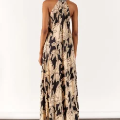 Studio RIGU Black Hazel Chic Floral Halter Dress -Textalux Sales 271223sr17 4