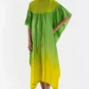 Medium Greem Ombre Shibori Kaftan -Textalux Sales 27423sm25 1