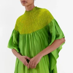 Medium Greem Ombre Shibori Kaftan -Textalux Sales 27423sm25 3
