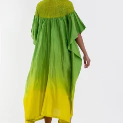 Medium Greem Ombre Shibori Kaftan -Textalux Sales 27423sm25 4