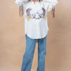 GRAINE Classic Portrait Shirt With Rubber Fringe