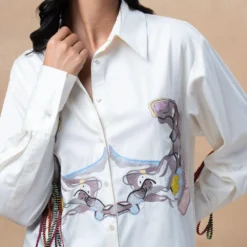 GRAINE Classic Portrait Shirt With Rubber Fringe -Textalux Sales 27623gre9 4