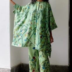 Archana Jaju Green Kalamkari Kaftan Set