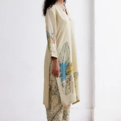 Archana Jaju Ivory Handpainted Kalamkari Tunic Set -Textalux Sales 27923aja27 2