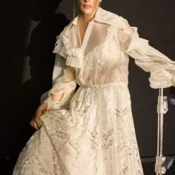 Ridhi Mehra Ivory Pleated Shirt