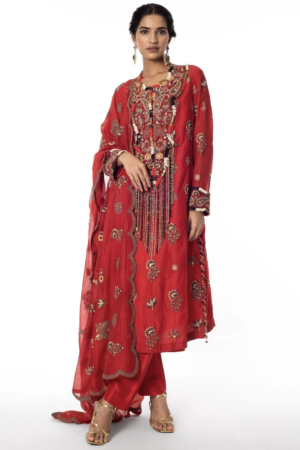 Anamika Khanna Red Embellished Kurta Set 3 Anamika Khanna Red Embellished Kurta Set