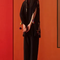 Chandrima Black Threadwork And Beadwork Kaftan -Textalux Sales 280723chz25 4