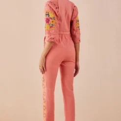 Chandrima Blush Floral Applique And Cutwork Jumpsuit -Textalux Sales 2811cha34 4