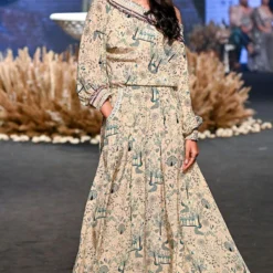 SVA Beige One Shoulder Printed Jumpsuit -Textalux Sales 2811srl5 2