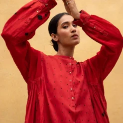 Injiri Red Hand Tie & Dye Bandhani Dress 10 Injiri Red Hand Tie & Dye Bandhani Dress -Textalux Sales 2812inj13 4