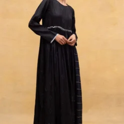 Injiri Black Geometric Ikat Embroidered Dress -Textalux Sales 2812inj4 3 1