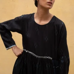 Injiri Black Geometric Ikat Embroidered Dress -Textalux Sales 2812inj4 4 1