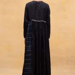 Injiri Black Geometric Ikat Embroidered Dress -Textalux Sales 2812inj4 5 1