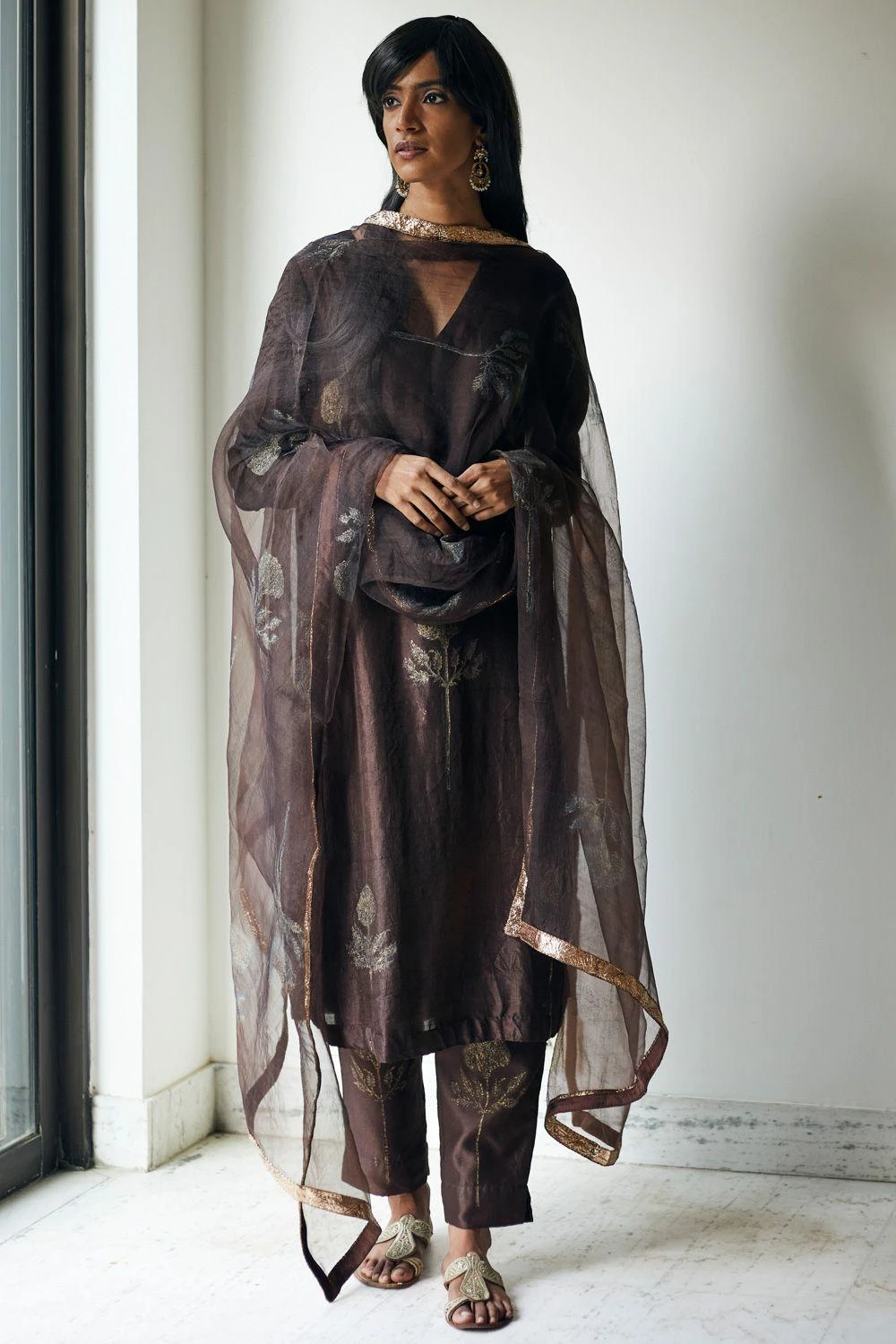 Shorshe Dark Brown Mulberry Silk Kurta Set 4 Shorshe Dark Brown Mulberry Silk Kurta Set - Image 2